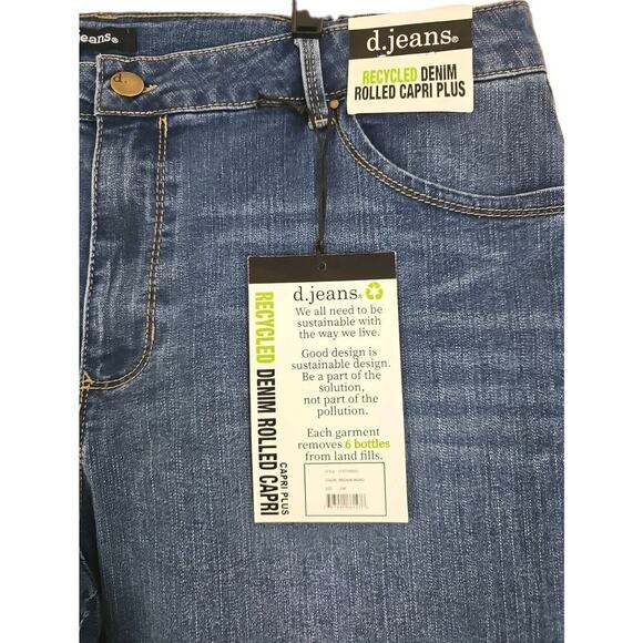 d.jeans ~Woman Plus Size 22W~ Blue Denim Recycled Denim Rolled Capri Jeans NWT. - Picture 13 of 15